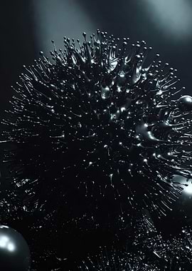 Abstract Black Metallic Spikes