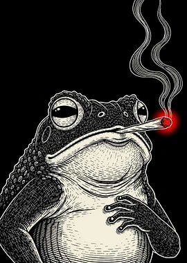 Toad smoking a cigarette