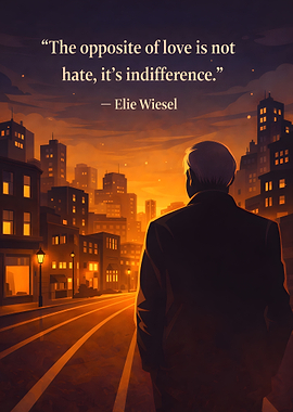 Man in Cityscape with Quote