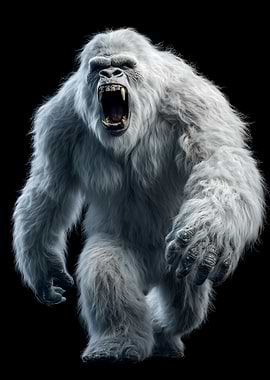 Furious White Bigfoot Roaring