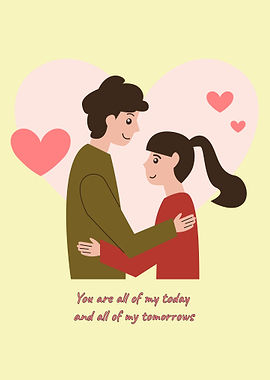 Couple Embracing with Hearts