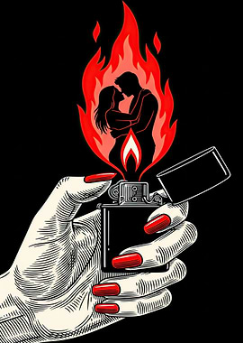 Couple in Flames on Lighter