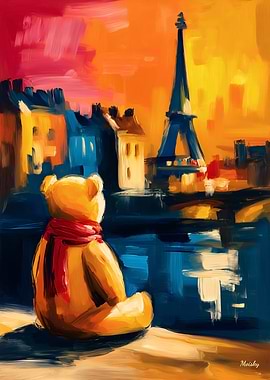 Paris Teddy Fauvist Sunset Skyline Print