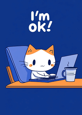 Cute Cat Working on Laptop