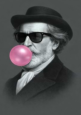 Man with Sunglasses and Bubble Gum
