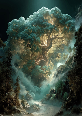 Enchanted Forest with Giant Tree