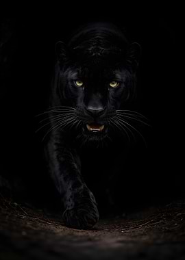 Black Panther emerging from darkness