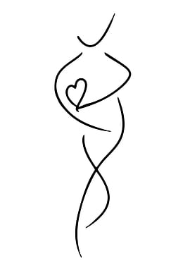 Abstract figure holding heart