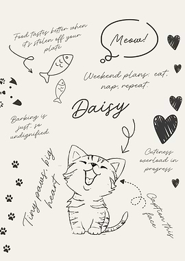 Cute Cat Daisy with Funny Quotes