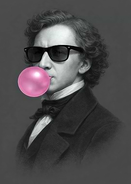 Classical Composer with Sunglasses and Bubble Gum