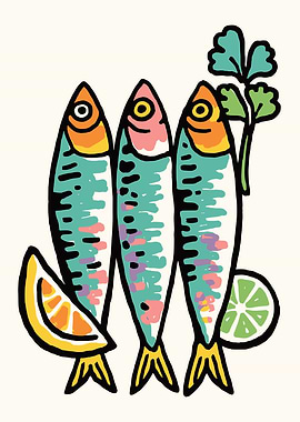 Sardines Kitchen Art Print