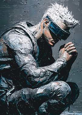 Textured Cyberpunk Blindfolded Male Portrait