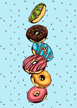 Stack of colorful donuts with sprinkles