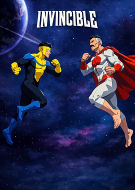 Invincible and Omni-Man in Space