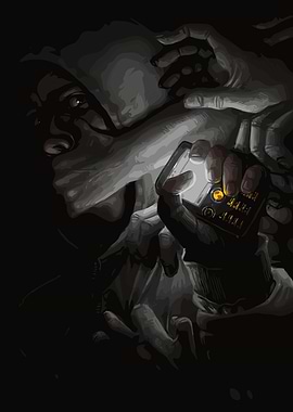 Dark Figure with Glowing Phone