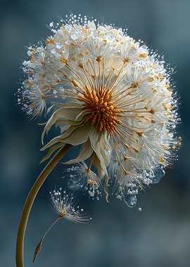 Dandelion with Water Droplets