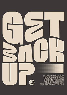 Get Back Up Inspirational Text Art