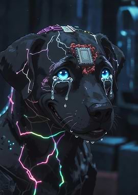 Dog Crying Neon Tears