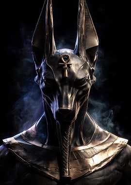 Anubis Egyptian God with Ankh Symbol