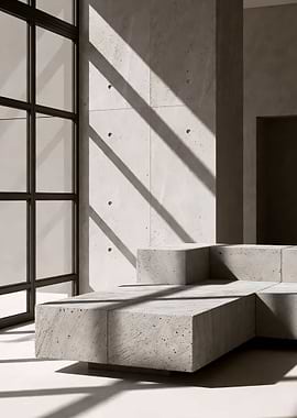 Modern concrete interior with light and shadow