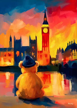 London Teddy Fauvist Sunset Skyline Print