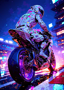 Cyberpunk Motorcycle Racer