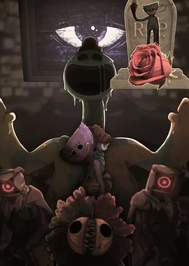 Poppy Playtime Characters and Spooky Scene