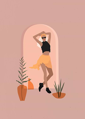 Woman in yellow skirt dancing