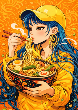 Anime Girl Eating Ramen