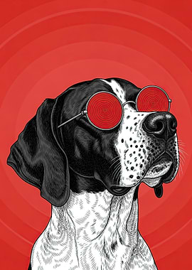 Dog Wearing Red Swirl Sunglasses