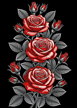 Red Roses with Black Background