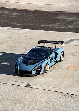 Blue McLaren Senna on concrete
