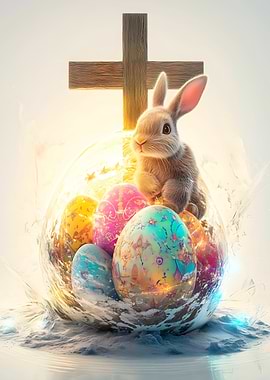 Easter Bunny and Cross on Earth