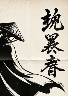 Samurai with Calligraphy