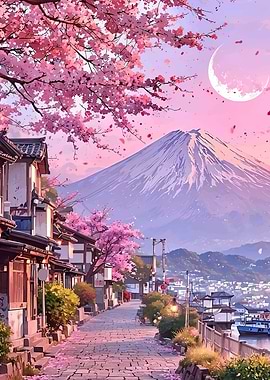 Mount Fuji Cherry Blossom Street