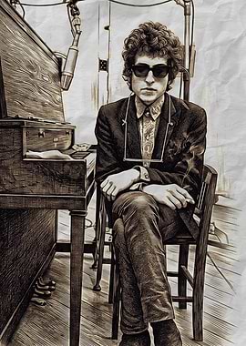 Bob Dylan in a recording studio