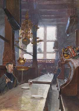 Interior of a Tavern with a Man Smoking