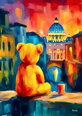 Rome Teddy Fauvist Sunset Skyline Print