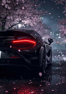 McLaren 720s Car Under Cherry Blossoms