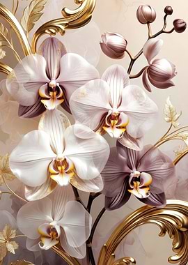 Elegant Orchids with Gold Accents