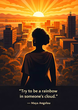 Woman overlooking city at sunset