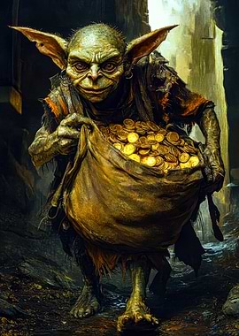 Goblin with a Bag of Gold Coins