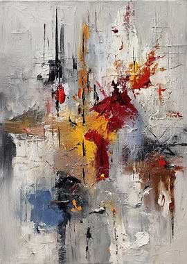 Abstract Expressionist Painting with Bold Colors