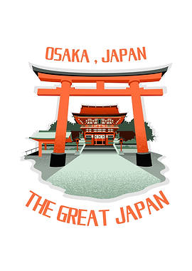 Osaka Japan Torii Gate and Temple