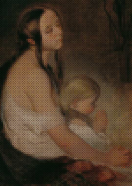 Mother With Child Under The Crucifix