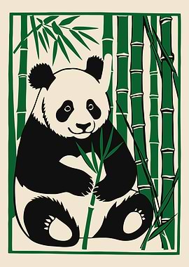 Panda in Bamboo Forest
