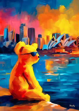 Sydney Teddy Fauvist Golden Harbor Print