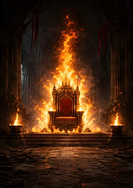 Burning Throne in Gothic Hall