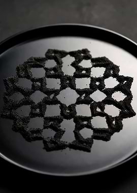 Black Sesame Seed Geometric Pattern on Plate