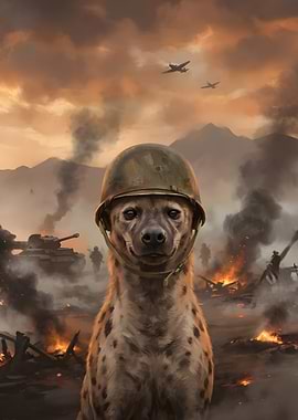 Hyena Soldier in War Zone